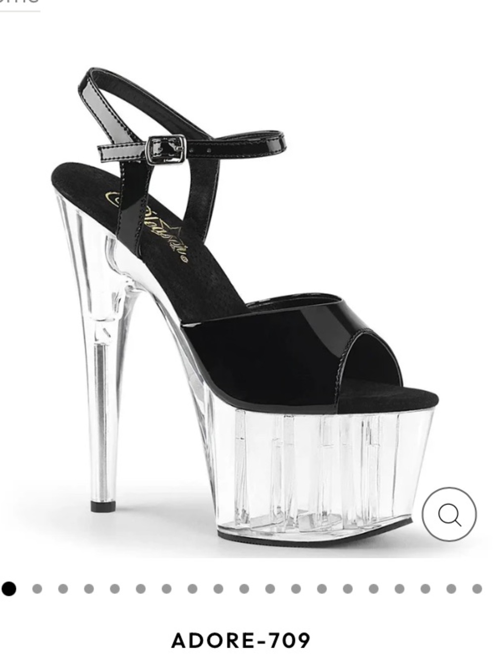 Pleaser’s Adore-709 Women's Black Platform Clear Heel Sandals sz 6 club sexy